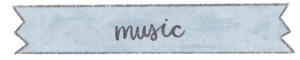 blue banner with "music" in cursive